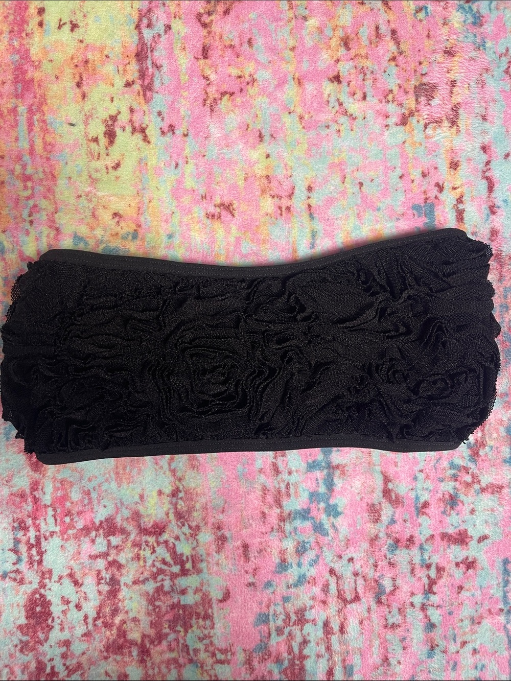 American Apparel Black Ruffle Bandeau Top